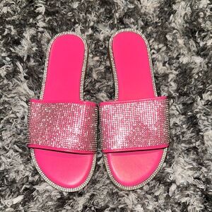 Pink Rhinestone Slide Sandals